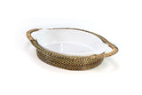 Oval Casserole Basket with Calaisio Stoneware Roaster, 2QT