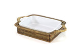Rectangular Casserole Basket with Calaisio Stoneware Roaster, 2QT