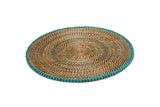 Round Placemat 14", With Sea Green Wood Beads, Set of 4