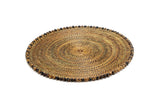 Round Placemat 14", With Tortoise, Natural Seed Beads, Set of 4