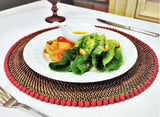 Round Placemat 14", With Red Wood Beads, Set of 4