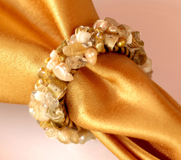 Jeweled Napkin Ring , Gold Diva, Set of 4