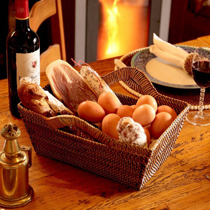 Rectangular Bread Basket with Handles, Medium