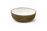 Round Basket with White Stoneware Serving Bowl, 2.5QT