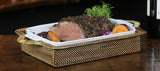 Calaisio Rectangular Casserole Basket with Stoneware Roaster, Large 3QT