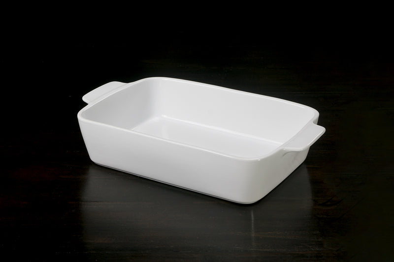 Calaisio Rectangular Casserol Stoneware Roaster Medium, White 2QT