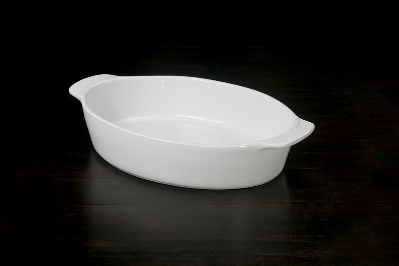 Calaisio Oval Casserol Stoneware Roaster Medium, White 3QT