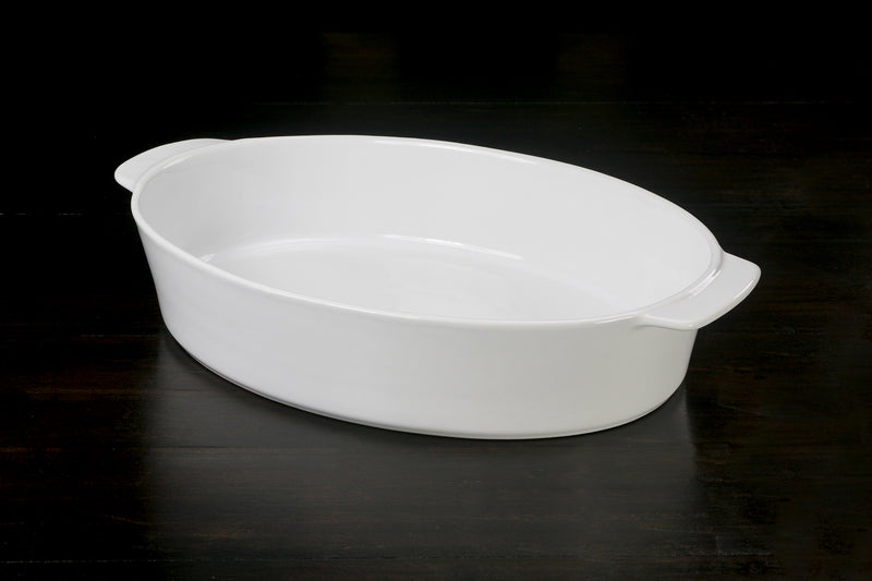 Calaisio Oval Casserol Stoneware Roaster Large, White 4QT
