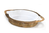 Calaisio Oval Casserole Basket with Stoneware Roaster, Large 4QT
