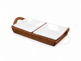 Handwoven Crudité Tray – Classic Size, with 2 Porcelain Dishes, 8 Oz