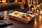 Handwoven Crudité Tray – Classic Size, with 2 Porcelain Dishes, 8 Oz