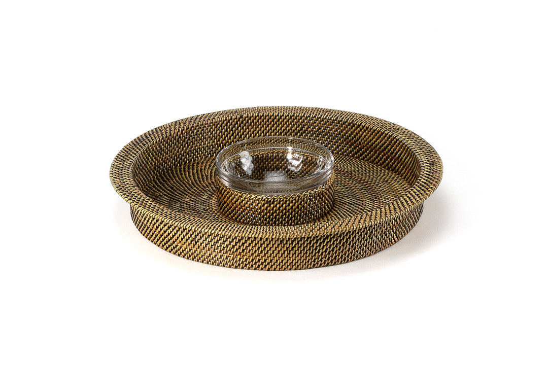 Chip And Dip Includes Round Glass 16 Oz Dish, 13.75” Diameter