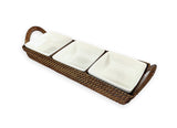 handwoven 3 section tray for sauces
