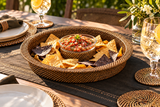 Round Handwoven Chip & Dip with Glass 16 oz Dish (13.75”)