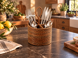 4 Section Woven Flatware Caddy