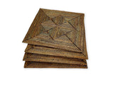 Set of woven square placemats on a white background