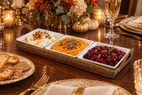 Handwoven Crudité Tray – Classic Size, with 3 Porcelain Dishes, 8 Oz