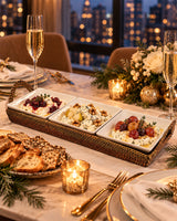 Handwoven Crudité Tray – Classic Size, with 3 Porcelain Dishes, 8 Oz