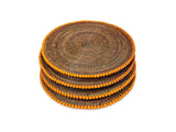Round Placemat 14", With Orange Wood Beads, Set of 4