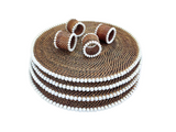 Round Placemat and Napkin Ring, With White Wood Beads, Set of 4