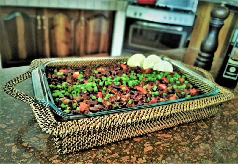 Rectangular Casserole Basket with Pyrex, 4 Qt Baker