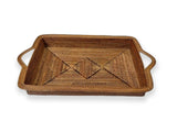 Handwoven Rectangular Decorative Tray with Handles