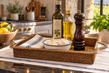 Handwoven Rectangular Decorative Tray with Handles