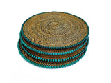 Round Placemat 14", With Sea Green Wood Beads, Set of 4