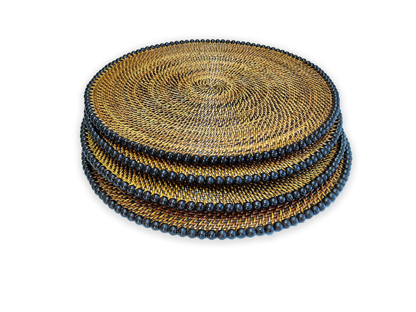 Round placemat with beads set of 4