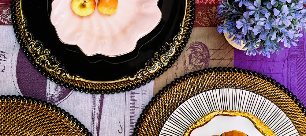 handwoven placemat with beads, set of 4