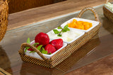 Handwoven Crudité Tray – Compact Size,  with 3 Porcelain Dishes