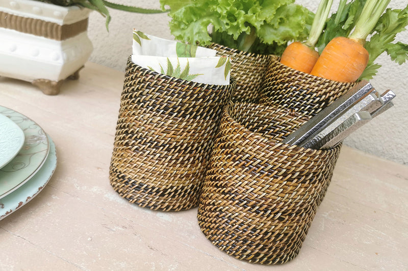 Woven Flatware Caddy Basket