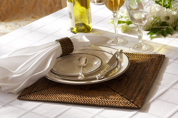 Square Placemat with Diamond Pattern, With Napkin Ring, Set of 4