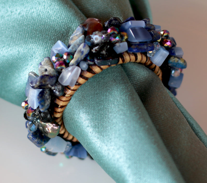 Jeweled Napkin Ring , Blueberries, Set of 4