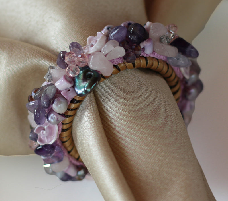 Jeweled Napkin Ring , Lilac, Set of 4