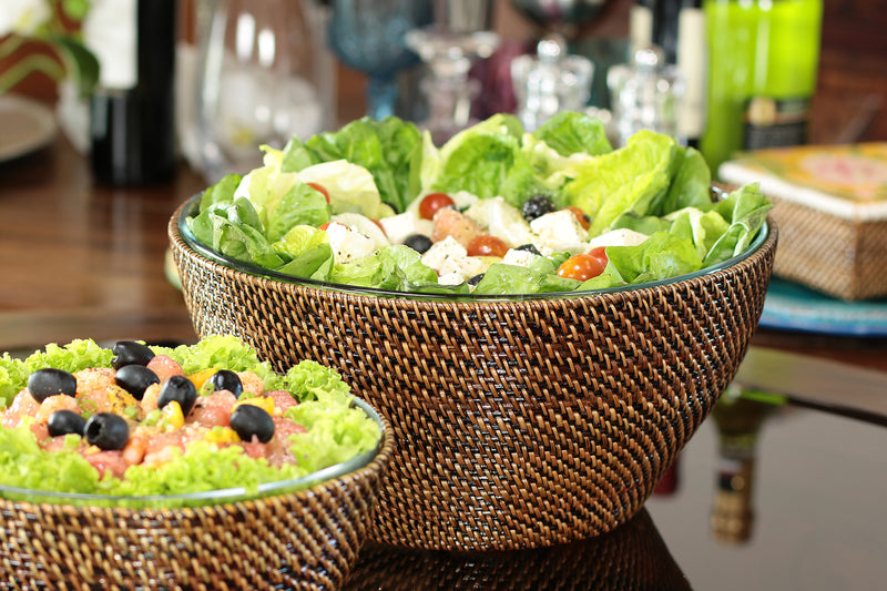 Salad and Serving Bowl Basket,  4Qt Bowl, 11" Diameter